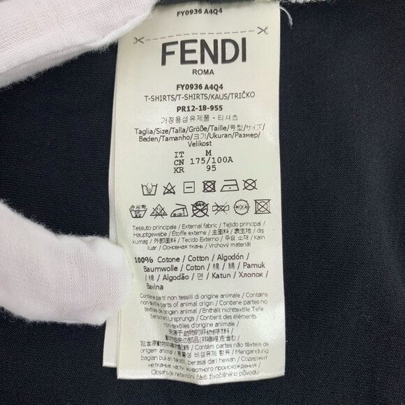 Fendi Black & White Color-Blocked "Freedom" Print Cotton Round-Neck Short-Sleeve - Picture 3 of 7